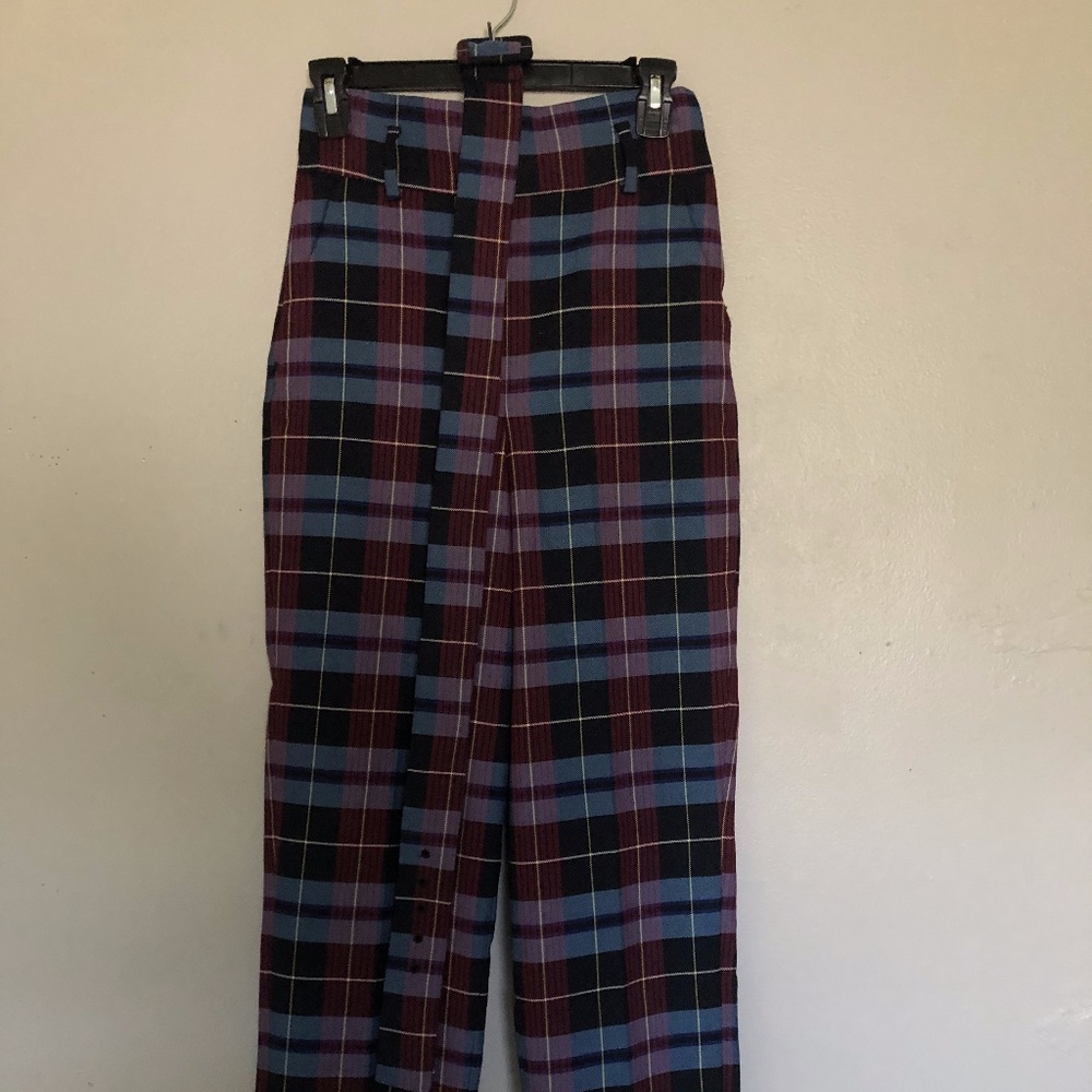 ZARA Red Blue & Yellow Plaid Pants